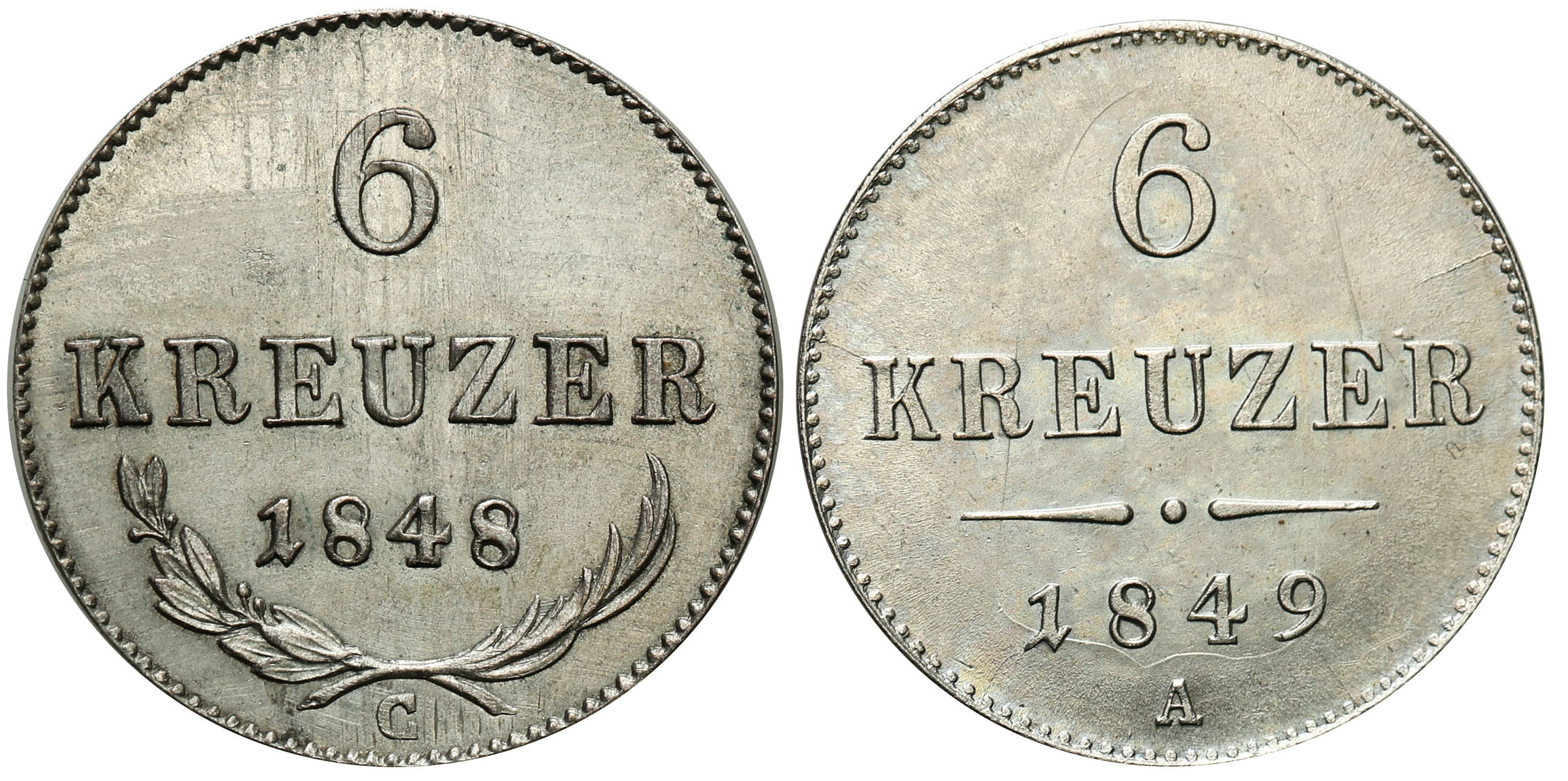 Austria. Ferdynand I (1835-1848) 6 krajcarów 1848 C Praga, 1849 A, Wiedeń , Zestaw 2 sztuk
